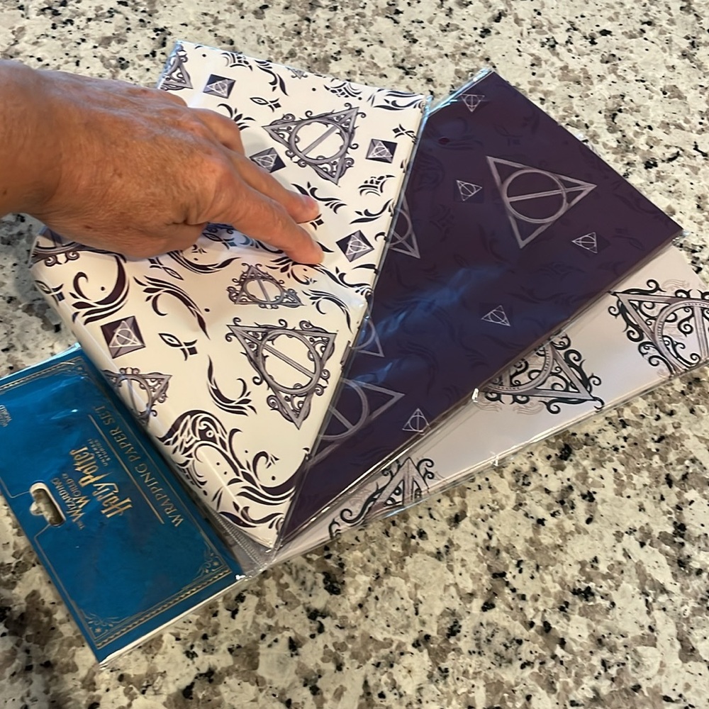 Harry Potter Wrapping Paper set, 3 designs, 6 sheets (34” x 22” each)